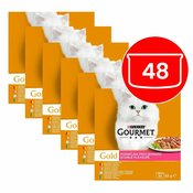 Mačja hrana v konzervah Gourmet GOLD – obara z mesnimi koščki 48x85 g