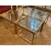 Casa Padrino luxury coffee table gold 100 x 100 x H. 40 cm - Square living room table with 4 pull out side tables - Living room furniture - Luxury furniture - Luxury furnishings