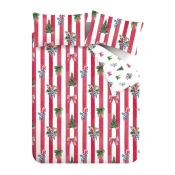 Rdeča/bela enojna posteljnina 135x200 cm Christmas Stripe – Catherine Lansfield