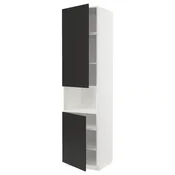 METOD Visoka omara za mv pečico+2vr/plc, bela/Nickebo mat antracitna, 60x60x240 cm