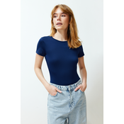 Trendyol Navy Blue Short Sleeve Stretchy Snap Fastener Knitted Bodysuit