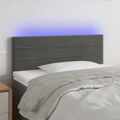 Vidaxl vidaXL Vzglavje z LED svetlobo temno sivo 90x5x78/88 cm žametno
