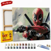 shumee Slika po številkah z okvirjem Deadpool s pištolo 70x50 cm