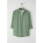 Trendyol Khaki Regular Fit Epaulette Wrinkled Effect Linen Look Shirt