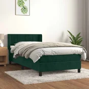 Box spring postelja z vzmetnico temno zelena 100x200 cm žamet