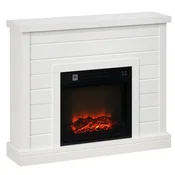 HOMCOM Električni kamin s 3D učinkom plamena, 97 cm, 1800 W, samodejni izklop, nastavljivo ogrevanje, termostat, časovnik in daljinski upravljalnik za dnevno sobo, 30 m2, bel