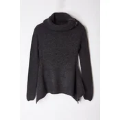 Trendyol Anthracite Asymmetric Collar Zippered Knitwear Sweater