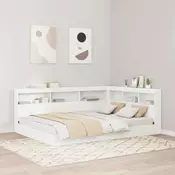 Krevet s policama Bijelo 135 x 190 cm Konstruirano drvo