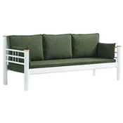 Casa Padrino Art Nouveau garden sofa green/white/natural 200 x 70 x H. 85 cm - Metal garden sofa with cushions - Patio sofa - Garden furniture - Patio furniture - Art Nouveau furniture