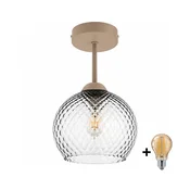 BRILAGI - LED plafonski luster R GLASS 1xE27/60W/230V O 18 cm bež/zadimljeno siva
