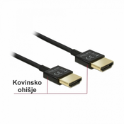 HDMI kabel z mrežno povezavo 1m Delock črn High Speed 3D 4K slim
