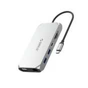 Orico XCR 12v1 USB-C Docking Station, 2x HDMI 4K 60Hz, Srebrna
