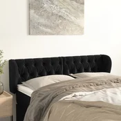 Vidaxl vidaXL Vzglavnik s krilci, črn 163x23x78/88 cm, žamet