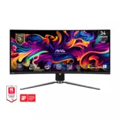 MSI MAG 341CQP QD-OLED - 34 UWQHD 175Hz 21:9 zakrivljeni monitor, crni