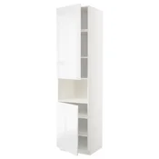 METOD Visoka omara za mv pečico+2vr/plc, bela/Voxtorp visoki sijaj/bela, 60x60x240 cm