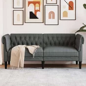 shumee Kavč dvosed Chesterfield temno siva tkanina
