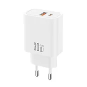 XO CE42 glavni punjac s USB i Type-C prikljuccima, 30 W, PD brzi punjac, bijela