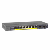 Netgear GS110TP pametni upravljani prekidač s 10 priključaka [8x PoE + 2x SFP 55W Gigabit-LAN bez ventilatora]