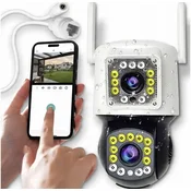 shumee Dvojna IP pametna wifi kamera za zunanjo uporabo, vrtljiva 4K 8MPX, zaznavanje alarma