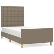 Vidaxl Posteljni okvir z vzglavjem taupe 90x190 cm blago