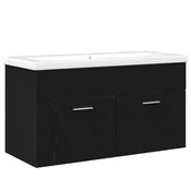 Vidaxl Kopalniška omarica s predalom Črna Orehovina 90 x 38,5 x 46 cm