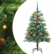 Vidaxl Umestno božično drevo z LED lučmi Zelena 150 cm PVC in kovina