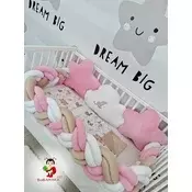 Bubamara037 Pletenica za krevetac, Cetvorostruka, 120cm, Krem-roze