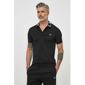 Polo majica Lacoste za muškarce, boja: crna, s aplikacijom