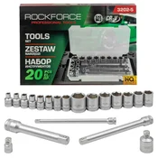 Rock FORCE ROCKFORCE Komplet orodja za nasadni ključ 3/8 20 kosov z adapterji in podaljški