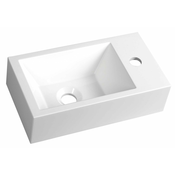 Umivalnik iz litega marmorja AMAROK, 40 x 11 x 22 cm, desni/bel - Bela - 24 - 22.00 - Liti marmor - Obešen na steno – vijaki - Ne - Sapho - SMALL - 40.00 - 1 odprtina - Rectangle - Majhni umivalnik - 40x11x22 cm