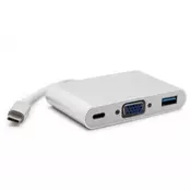 3G (51045) adapter TIP C (muški) na VGA (ženski) + USB 3.0 (ženski) + TIPC (ženski) crni