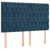 Vidaxl Vzglavje postelje temno modro 160x7x118/128 cm žametno