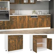 Greatstore Spodnja omarica dimljeni hrast 80x46x81,5 cm inženirski les