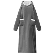 vidaXL Odeja s kapuco Temno siva l Flis in flanel