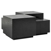Casa Padrino luxury coffee table set of 4 black 75 x 75 x H. 40 cm - Square solid wood living room table - Living room furniture - Luxury furniture - Luxury furnishings