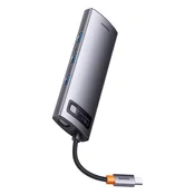 NEW Vozlišče 7v1 Baseus Metal Gleam Series, USB-C do 3x USB 3.0 + HDMI + USB-C PD + VGA + Ethernet RJ45