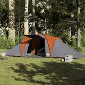 Vidaxl vidaXL Družinski šotor, 6 oseb, sivo-oranžen, vodoodporen