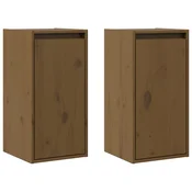 Vidaxl Stenska omarica 2 kosa medeno rjava 30x30x60 cm trdna borovina