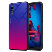 Cadorabo CADORABO Ohišje, združljiv s Huawei v vijolični - rdeči - dvobarvni zaščitni pokrov iz silikona TPU in hrbta iz kaljenega stekla, (20569988)