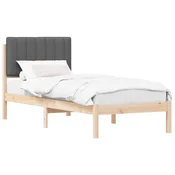 Vidaxl Posteljni okvir z oblazinjenim vzglavjem Temno siva 80 x 200 cm