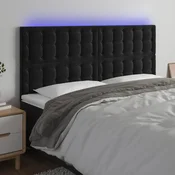 Vidaxl vidaXL Vzglavje postelje z LED diodo črno 180x5x118/128 cm žamet