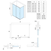 ALTIS Pravokotni zaslon 1500x900mm L/R varianta - 150x90 cm - Polysan - ALTIS - 24 - Pravokotne tuš kabine - 1500 - 2000 - 900 - 8 - 14
