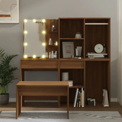 Set toaletnog stolica LED boja hrasta od konstruiranog drva