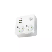 Razdelna uticnica sa prekidacem LINEA 2x230V + 3xUSB A/C SCHUKO bela