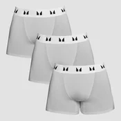 MP Moške boksarice (3 v paketu) Grey Marl/White - XXXL