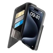 shumee Cellularline Book Agenda - ovitek za iPhone 15 Pro Max s premazom MICROBAN (črn)