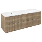 SAPHO CIRASA STRIP kopalniška omarica 139,6x52x46cm, hrast Alabama, dvojni umivalnik
