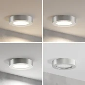 Prios LED stropna svetilka Edwina, srebrna, 18 cm, CCT, IP44 - Kopalnica - Sodobni - srebrna, bela - Kovina