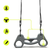 HyperMotion Gimnastični Trapez z Nedrsečim Ročajem na Vrveh za Otroke - Nosilnost 50 kg, Športni Set, Zunanja Igra, Montaža Brez Orodja