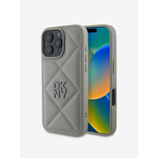 DKNY PU Leather Quilted Stack Logo Zadní Kryt pro iPhone 16 Pro Grey Ovitek za telefon Vijolična